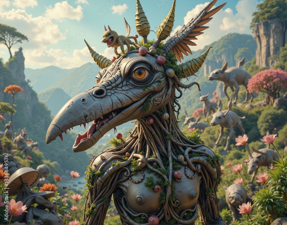Fototapeta premium bird man humanoid plant, bizarre imaginary being