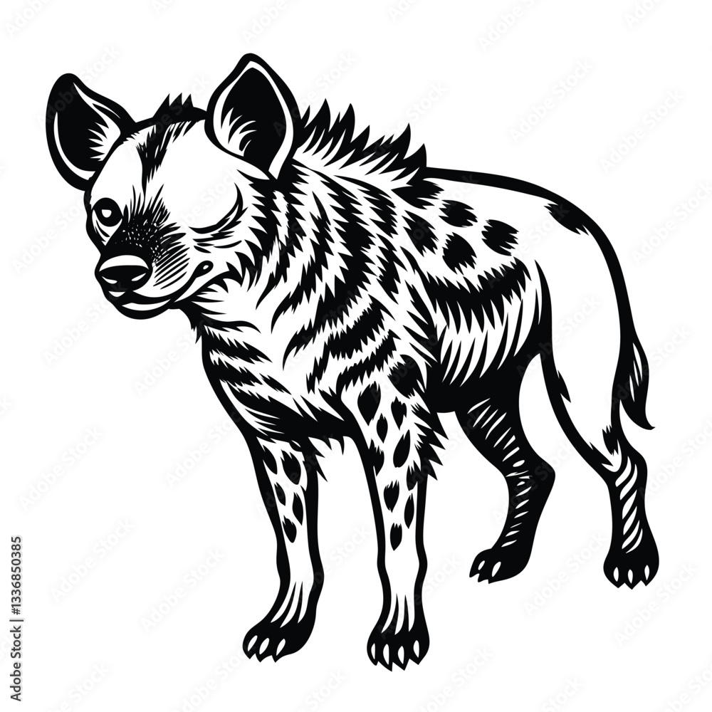 Fototapeta premium Adobe Illustrator ArtAdorable hyena line art illustration designed for kids to fill with vibrant colorswork