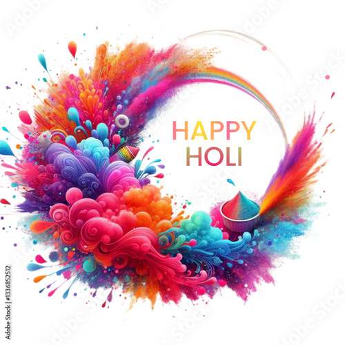 bright colorful paint frame border template design for happy holi holiday vector illustration. 