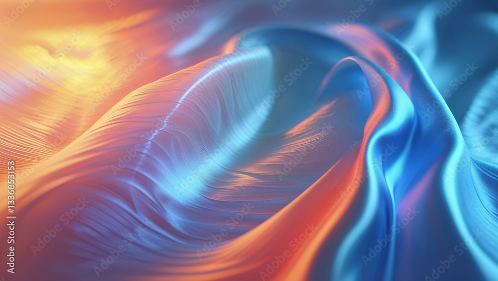 Obraz premium A luminous, dreamy background radiates an otherworldly glow, with subtle, feathery reflections that gently undulate across the surface