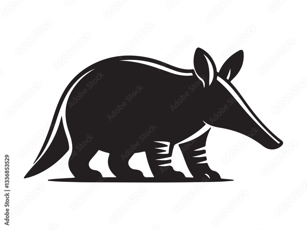 Obraz premium Aardvark silhouette vector illustration on white background