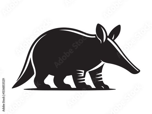 Aardvark silhouette vector illustration on white background