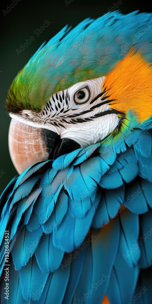 Obraz premium Vibrant Blue and Gold Macaw in Tropical Aviary, Showcasing Its Stunning Feathers and Colorful Plumage