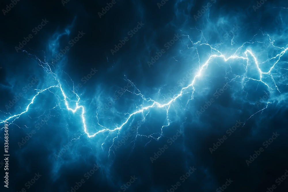 Obraz premium Stunning Lightning Storm in Dark Clouds