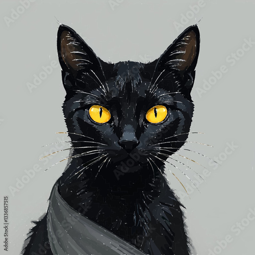 black and white cat portrait