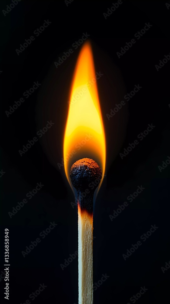 Burning matchstick with bright flame and glowing ember, symbolizing ignition, heat, and fire energy, perfect for dynamic visuals, book illustration style Burning matchstick with bright flame and glowing ember, symbolizing ignition, heat, and fire energy, perfect for dynamic visuals, book illustration style