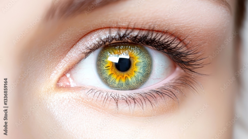 Mesmerizing golden eye, a captivating closeup of woman's unique yellow iris Mesmerizing golden eye, a captivating closeup of woman's unique yellow iris
