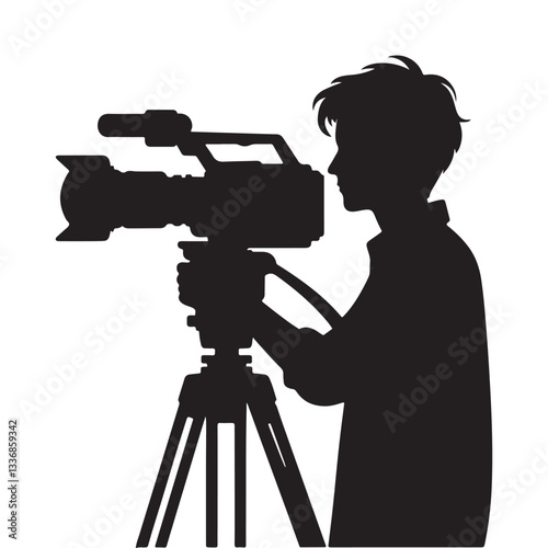 Cameraman photographer silhouette vector illustration