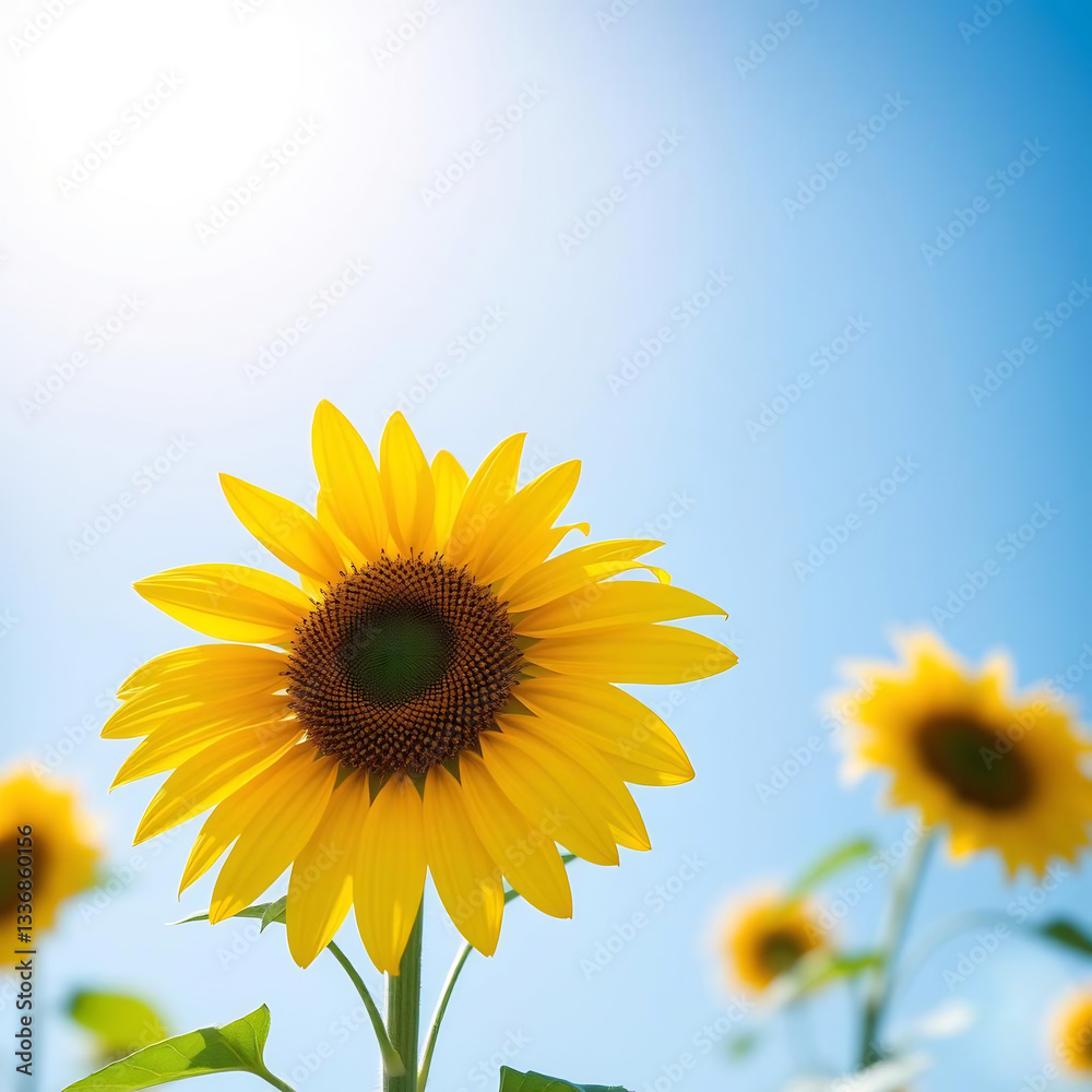 Obraz premium Yellow Sunflower Against Blue Sky