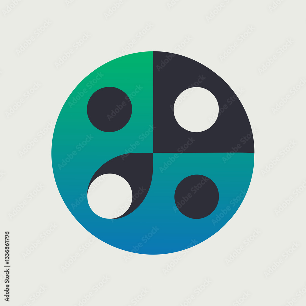 A Vibrant, Balanced Interplay Of Dark And Light Circles Within A Teal And Green Gradient Circle, Symbolizing Unity And Harmony Isolated on Transparent Background A Vibrant, Balanced Interplay Of Dark And Light Circles Within A Teal And Green Gradient Circle, Symbolizing Unity And Harmony Isolated on Transparent Background