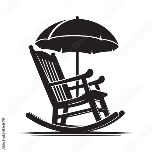 Black silhouette of a vintage wooden rocking chair vector illustration