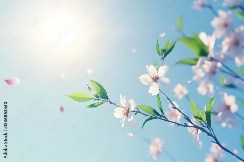 Obraz premium Delicate Spring Blossoms Against a Light Sky