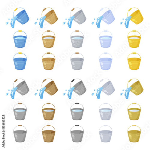 進化するバケツのイラスト素材セット