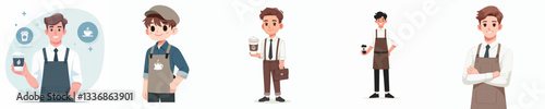 cafe barista male character vector