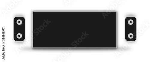 Realistic TV screen PNG. Modern stylish LED LCD panel. Large computer monitor display mockup. Blank TV template.