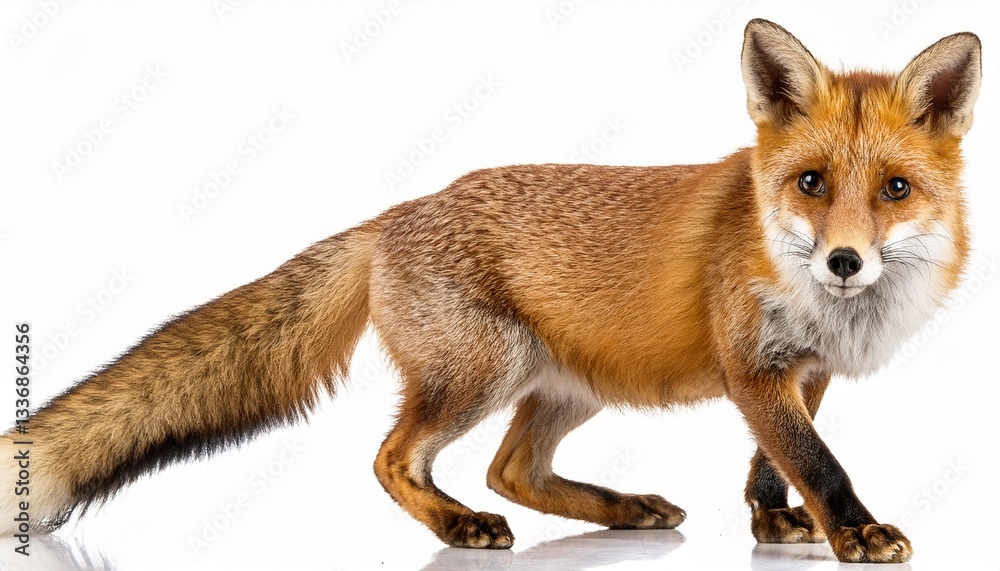 Fototapeta premium Red fox isolated white background