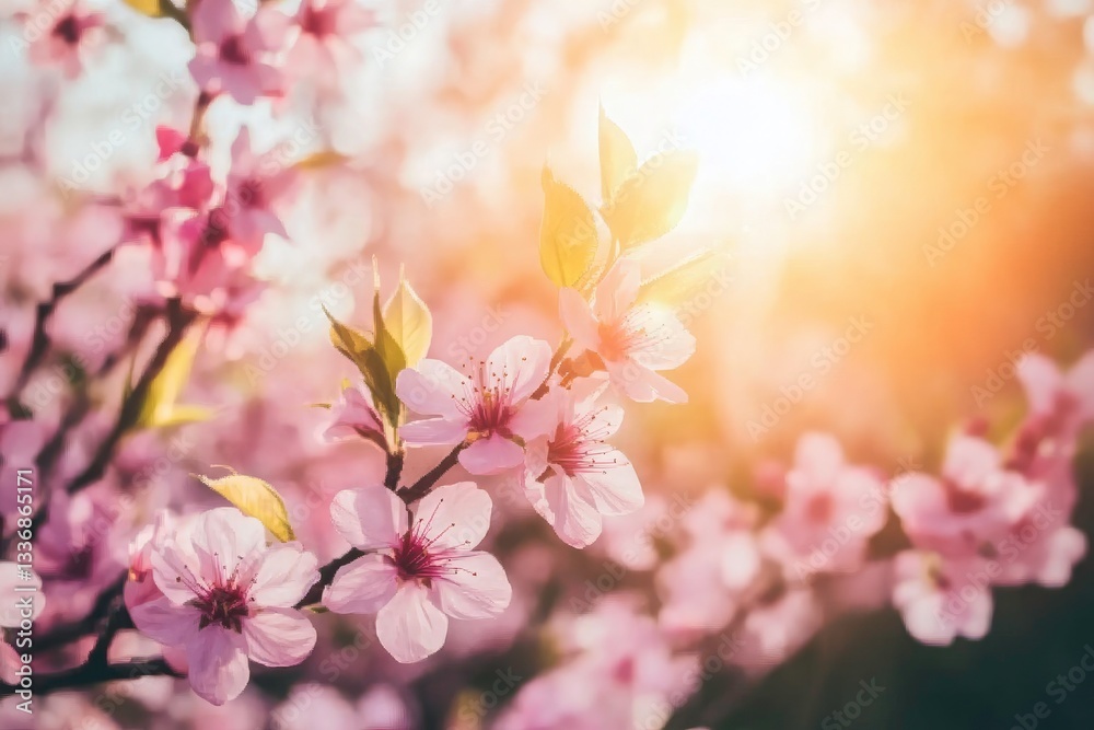 Fototapeta premium Delicate Spring Blossoms Embrace Sunlight