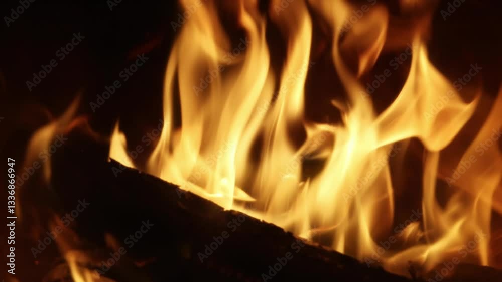 Slow motion of burning wood in slow motion generating intense heat Slow motion of burning wood in slow motion generating intense heat