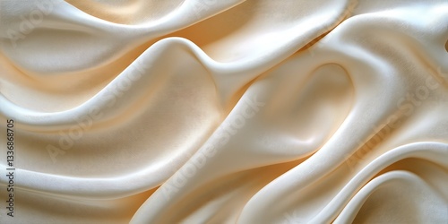 Creamy satin fabric, draped folds, soft texture