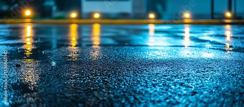 Obraz na płótnie Wet asphalt, night lights, reflections w salonie