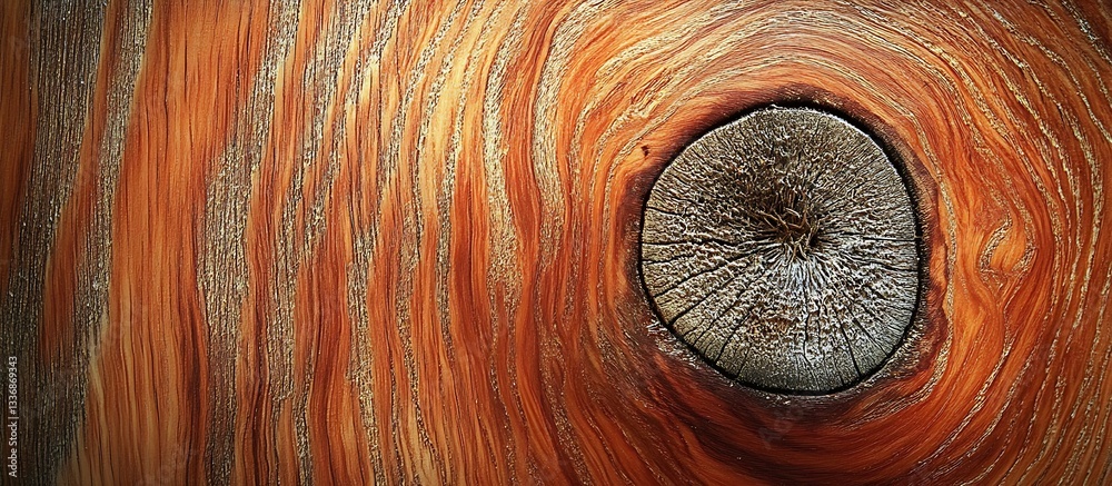 Knot in wood grain swirls