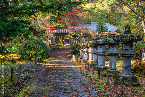 Cuadro en lienzo The marvelous Taiyu-in Temple in Nikko during fall season