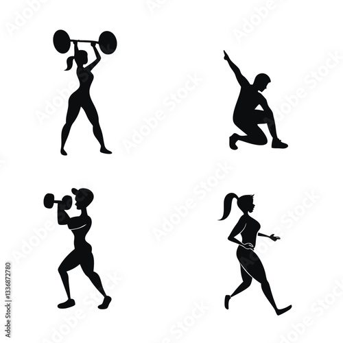 A modern body fitness gym illustration featuring workout equipment and active training