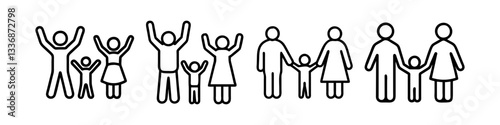 parents holding hands with child icon, parents holding hands with child line art - simple line art of parents holding hands with child, perfect for parents holding hands with child logos and icons
