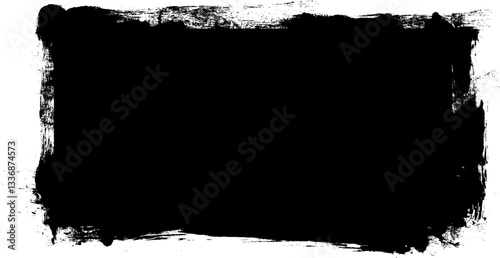 black ink brush painting banner label artistic grunge graphic element