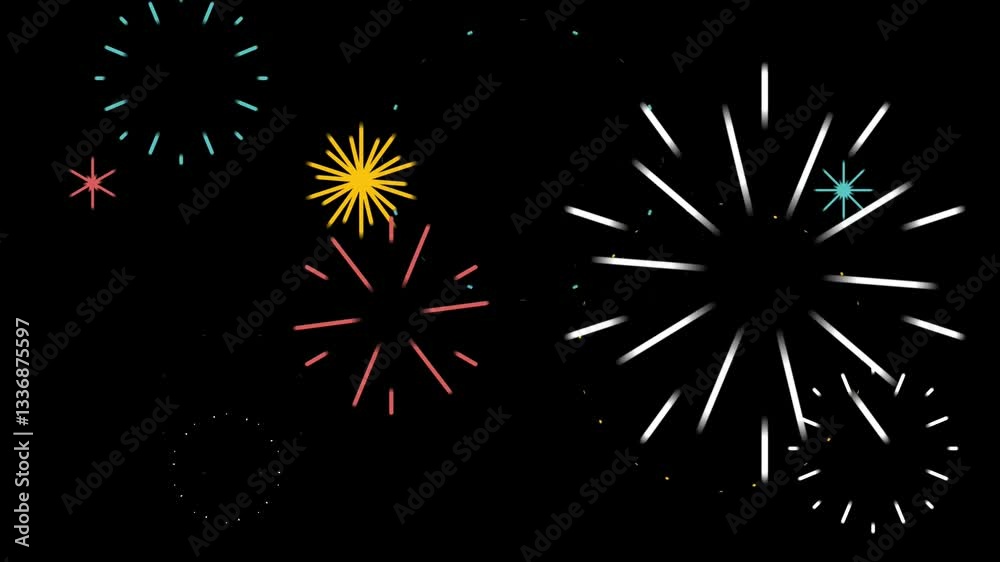 animated explosion fireworks on the night sky 4k for birthday