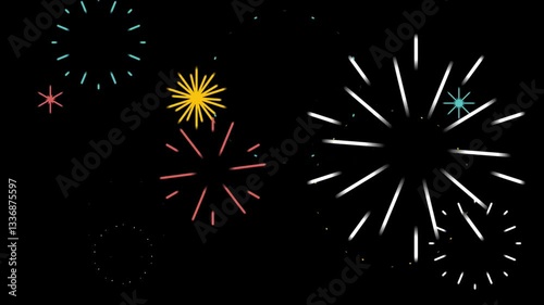 animated explosion fireworks on the night sky 4k for birthday