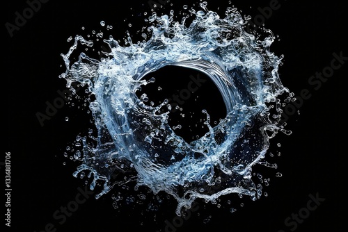 Clear Pixel Visual of Water Splash Circle Isolated