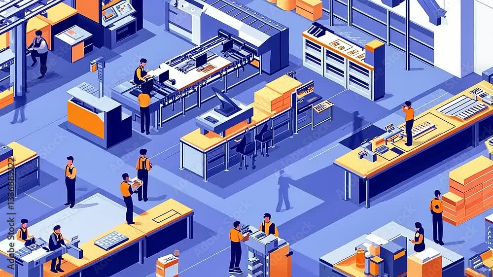 Busy warehouse scene with workers organizing packages and equipment in a modern facility Busy warehouse scene with workers organizing packages and equipment in a modern facility