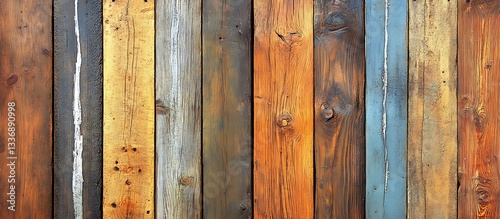 Obraz na płótnie Colorful rustic wood plank wall texture (1) w salonie