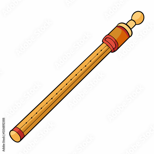 wooden flute on white background