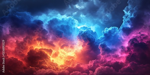 Obraz na płótnie Fiery, Colorful Cloudscape w salonie