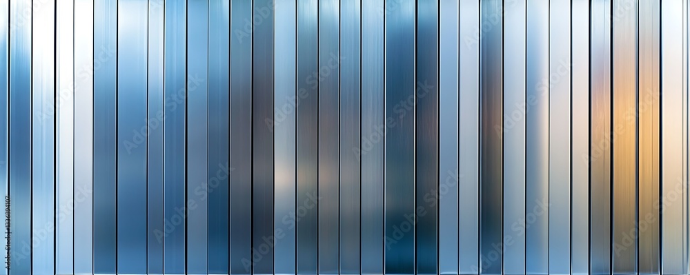 Metal panel wall, urban texture, city reflection