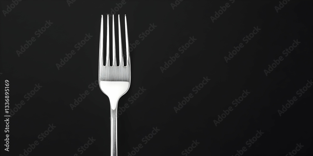 Elegant Silver Fork on Dark Background for Culinary Presentation Elegant Silver Fork on Dark Background for Culinary Presentation