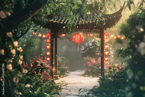 Detailed Visual  of Chinese Wedding Bliss Enchanting Garden Moment