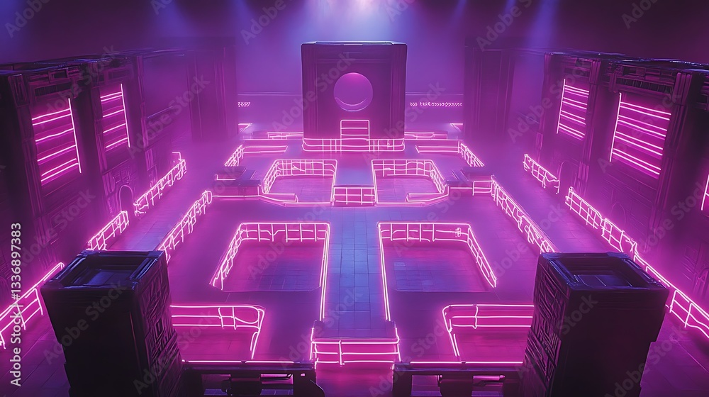 Neon Maze Arena, Futuristic Design