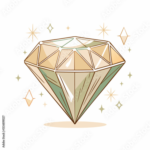 A sparkling diamond illustration radiating brilliance, showcasing elegance and luxury, perfect for design, weddings, jewelry marketing, and celebrations of love and status.