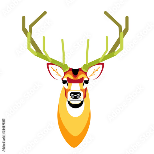 Red stag deer mid century modern design