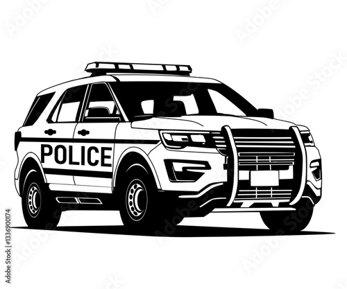 SUV police car vector illustration
