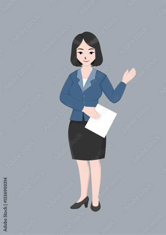 Single Business woman doing presentation vector Illustration Single Business woman doing presentation vector Illustration