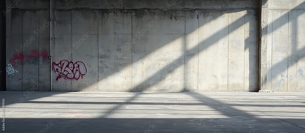 Concrete wall, sunlit floor, urban shadows