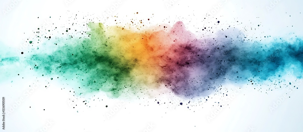 Rainbow powder explosion, abstract art