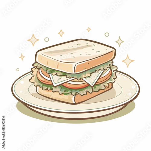 A delicious sandwich stacked with fresh ingredients served on a plate, highlighting culinary creativity and the joy of wholesome meals, perfect for food blogs and menu designs.