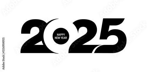 Happy new year 2025. 2025 typography design. New year thematic design concept. 2025 Typography. Greeting concept for 2025 new year celebration.