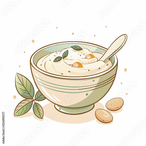 A bowl of morning porridge with fruits, a healthy eating concept