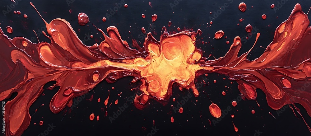 Red paint explosion, dark background